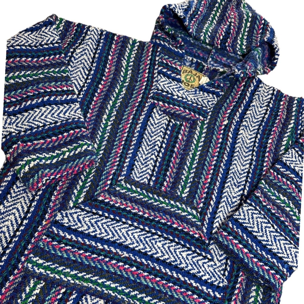 Baja Joe Hoodie Unisex Blue Excellent Vintage Surfer Beach Boho Pullover
